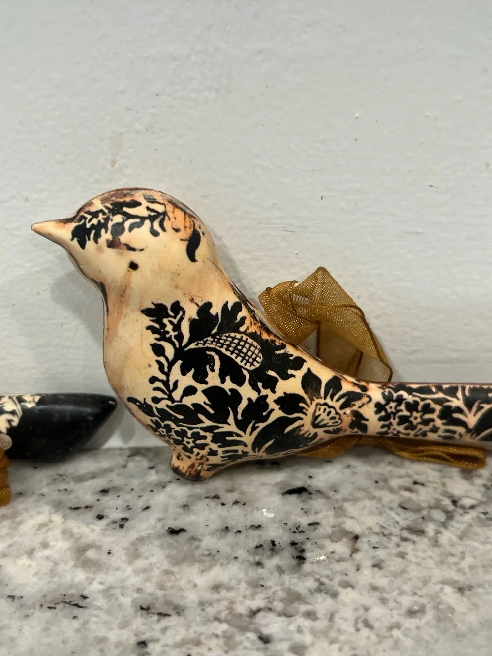 3 Hanging metal birds double sided ornaments
